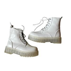 chunky White platform boots size 7